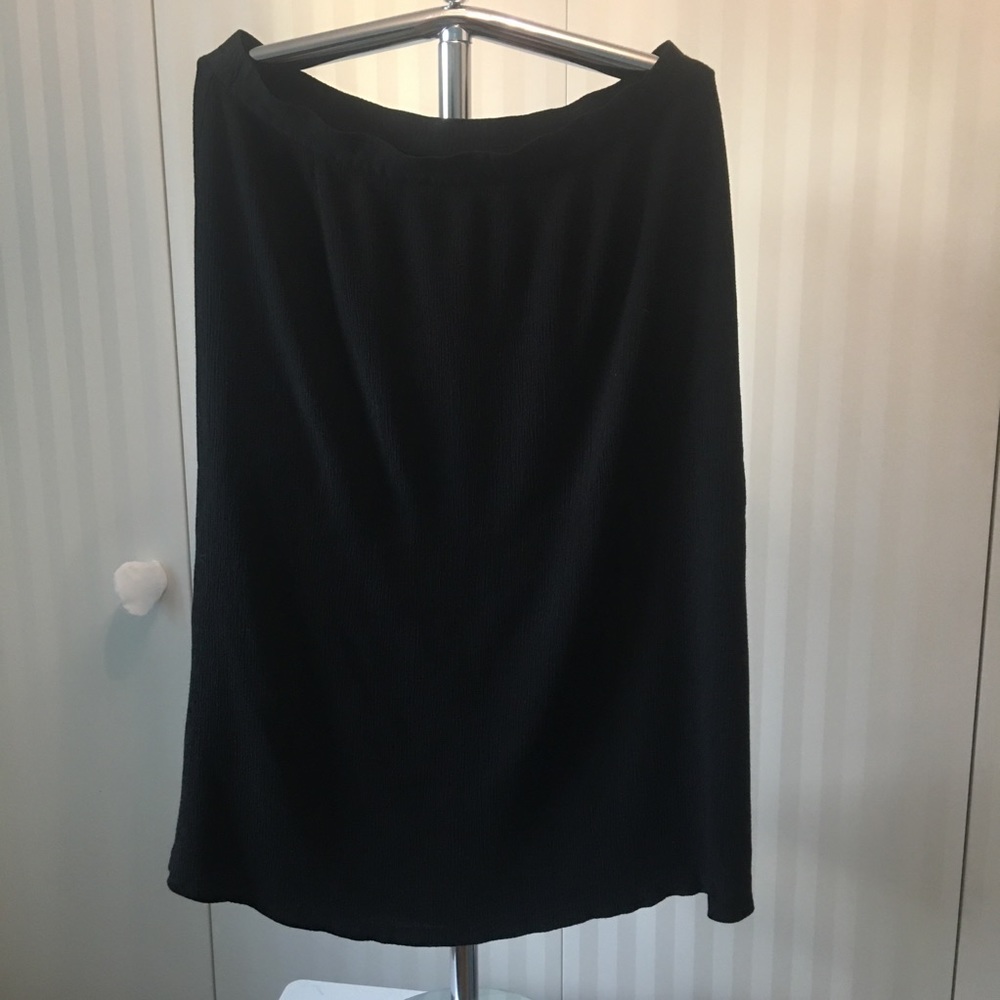 🍉Della Spiga black broomstick gathered elastic waist skirt, lightweight, midi
